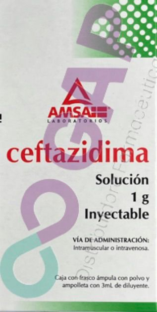 GE CEFTAZIDIMA AMSA SOL INY 1 G AMP 3 ML