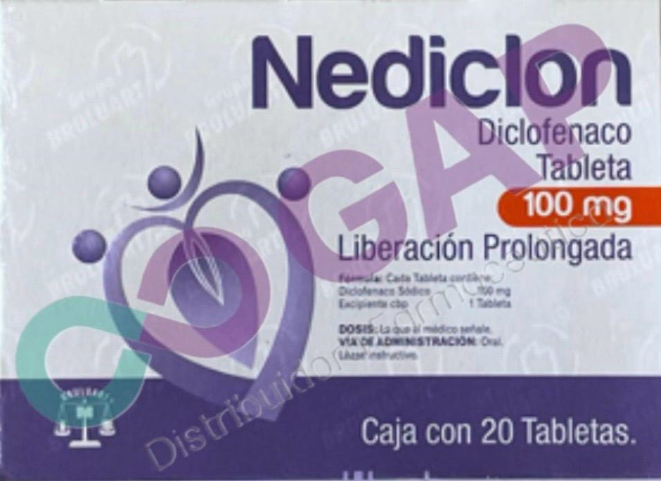 GE DICLOFENACO NEDICLON 100 MG 20 TABLETAS