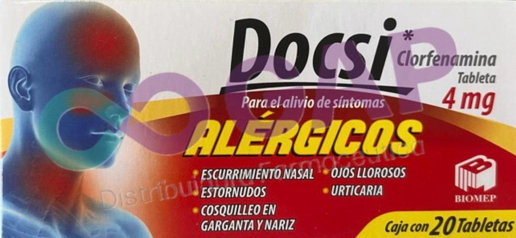 GE CLORFENAMINA DOCSI 4 MG 20 TABLETAS