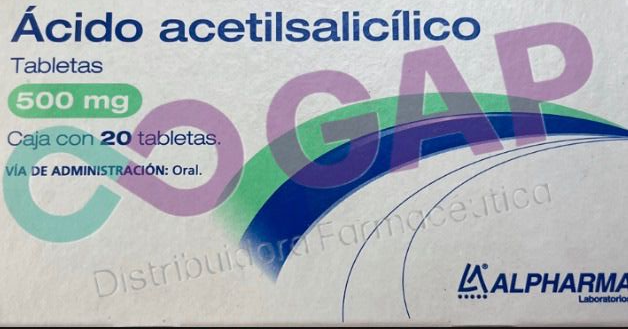 GE ACIDO ACETILSALICILICO ALPHARMA 500 MG 20 TABLETAS