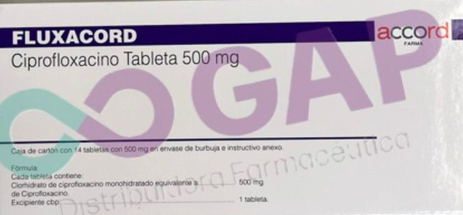 GE CIPROFLOXACINO FLUXACORD 500 MG 14 TABLETAS