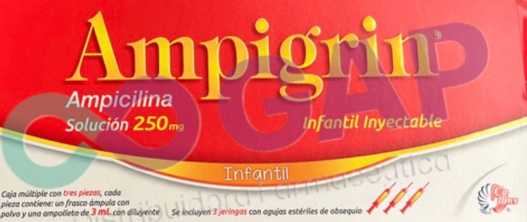 GE AMPIGRIN AMPICILINA SOL INY 250 MG C/3 AMP 3 ML