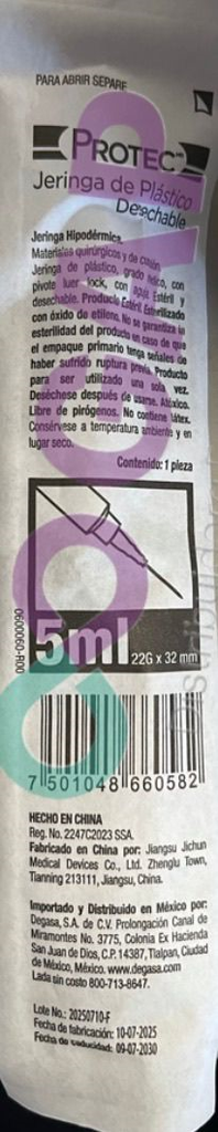 JERINGA NEDRA PROTEC 5ML 22G X 32 MM